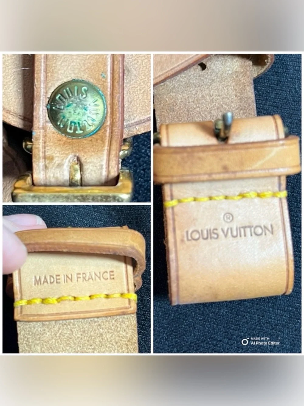 Authentic Louis Vuitton Vachetta Leather Luggage Tag & Poignet Set